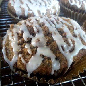 Decadent Gluten-Free Blueberry Muffins with Streusel and Vanilla Glaze