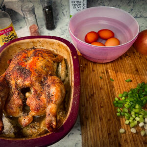 Crispy Juicy Roasted Chicken with Deep Flavor Broth