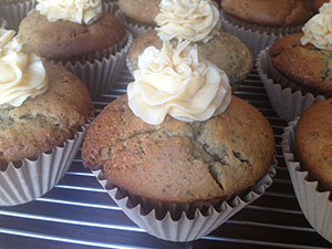 Chia Seed Muffin with A Raw Honey Butter Swirl