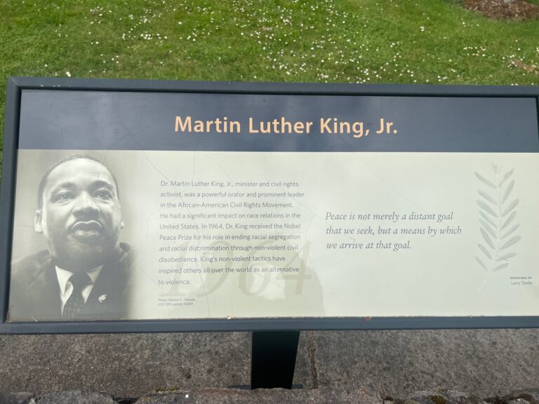 Martin Luther King, Jr Sign on Trail in Park