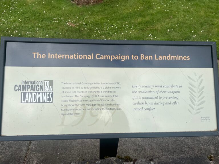 Campaign to Ban Landmines Sign on Trail